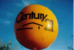 6' helium balloon with simple complexity artwork